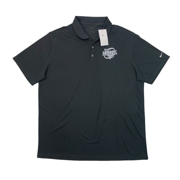 Nike Polo Shirt Mens 2XL Black Micro Pique Golf Legacy Sports USA Logo - Picture 1 of 10